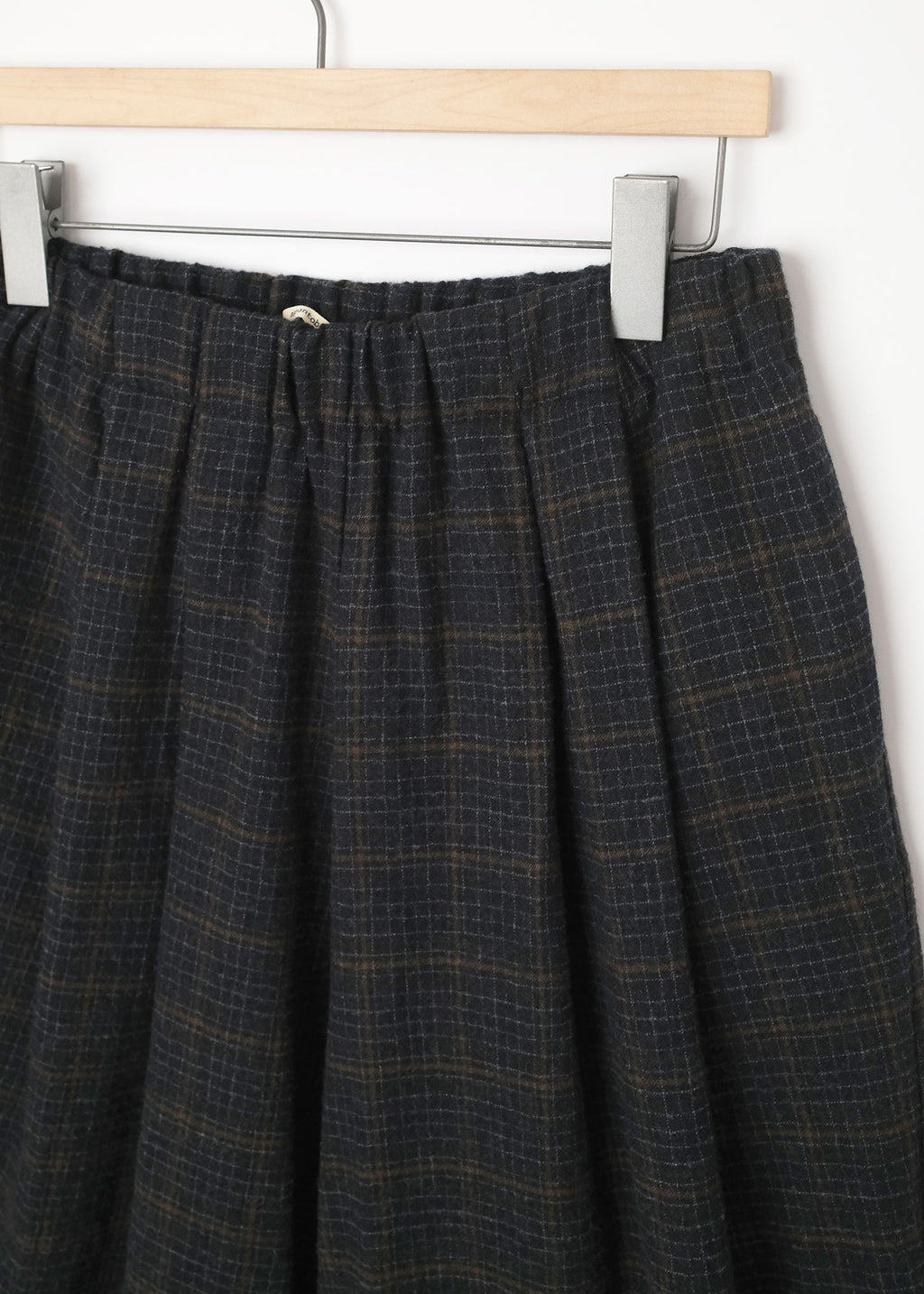 Wool Cropped Plaid Trousers Blue Military
