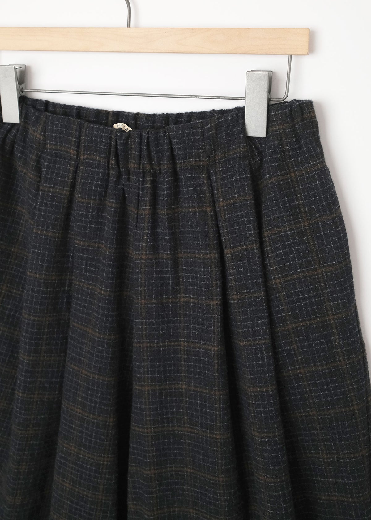 Wool Cropped Plaid Trousers Blue Military