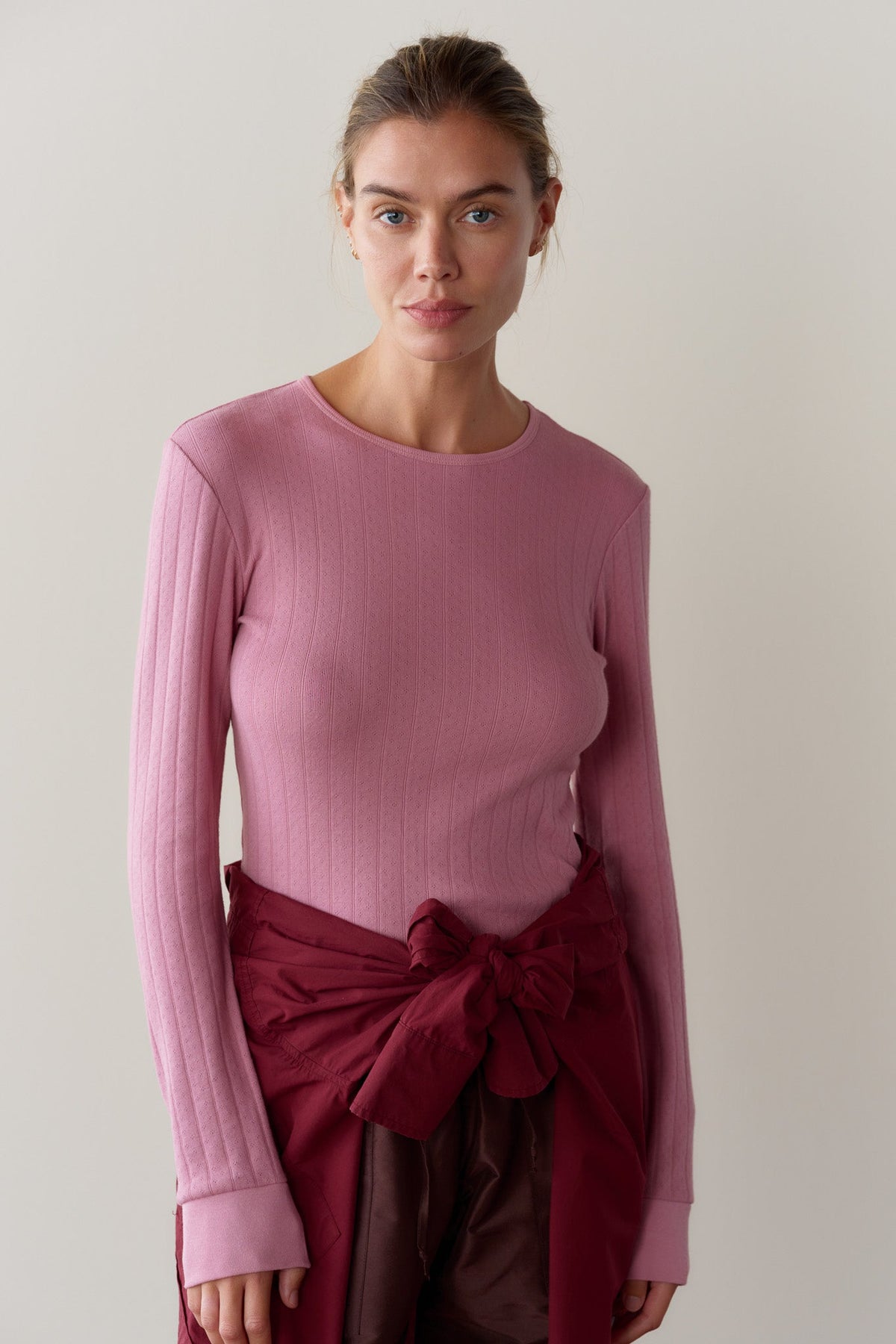 Pointelle Long Sleeve Pink