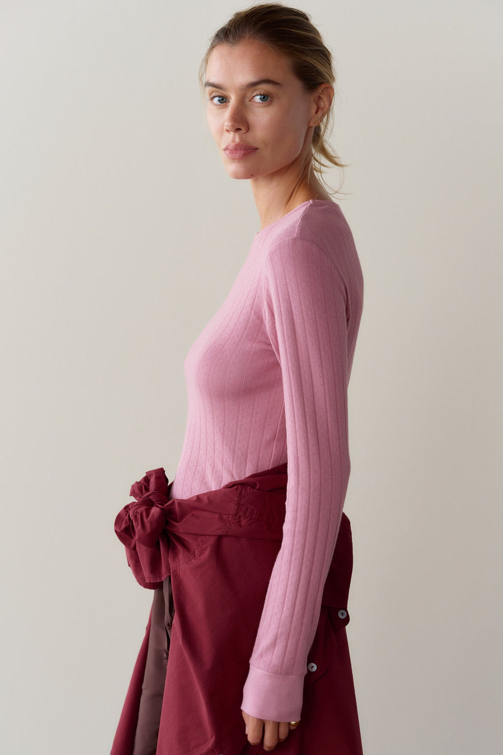 Pointelle Long Sleeve Pink