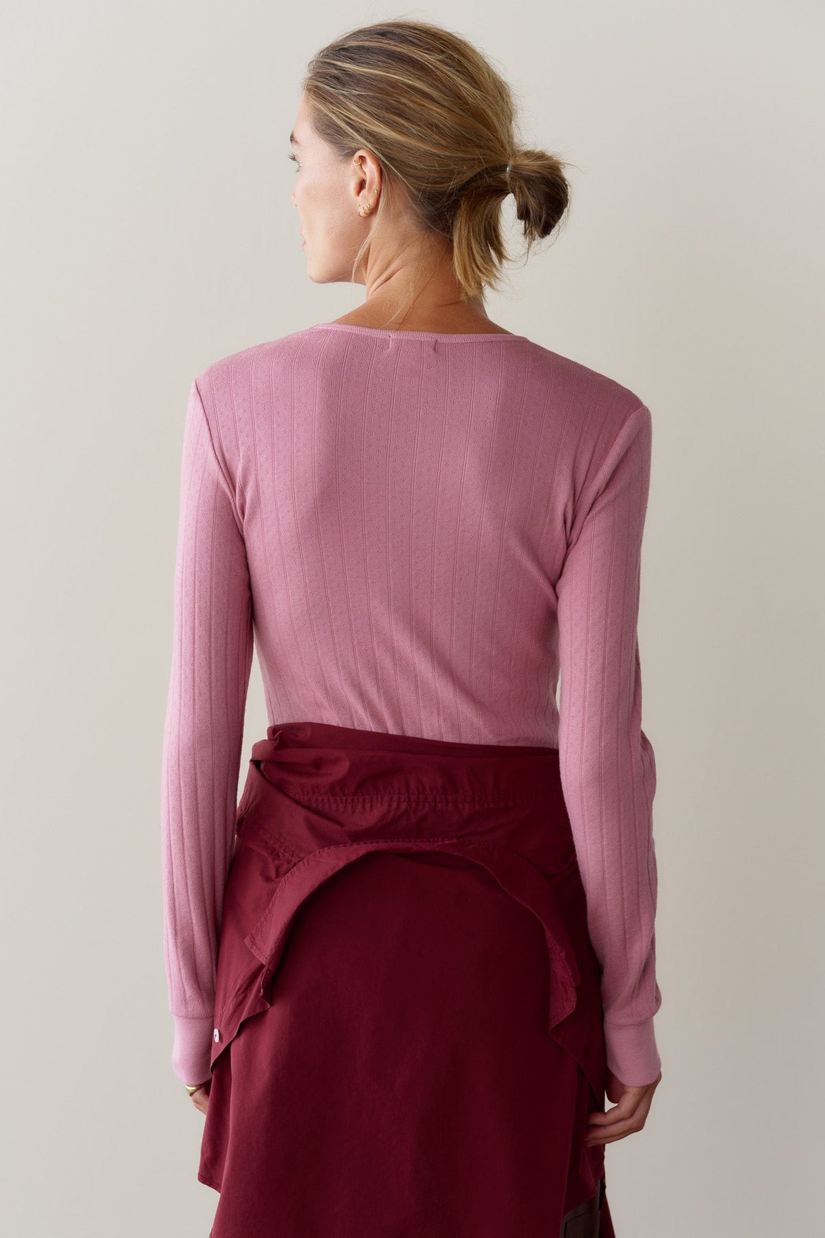 Pointelle Long Sleeve Pink