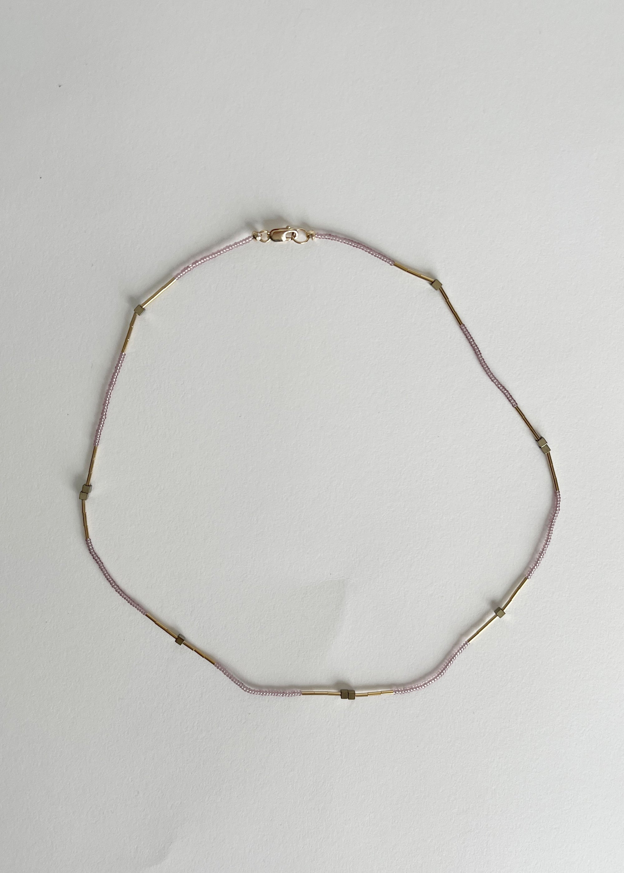 Glass seed, GF and Pink Hematite Necklace