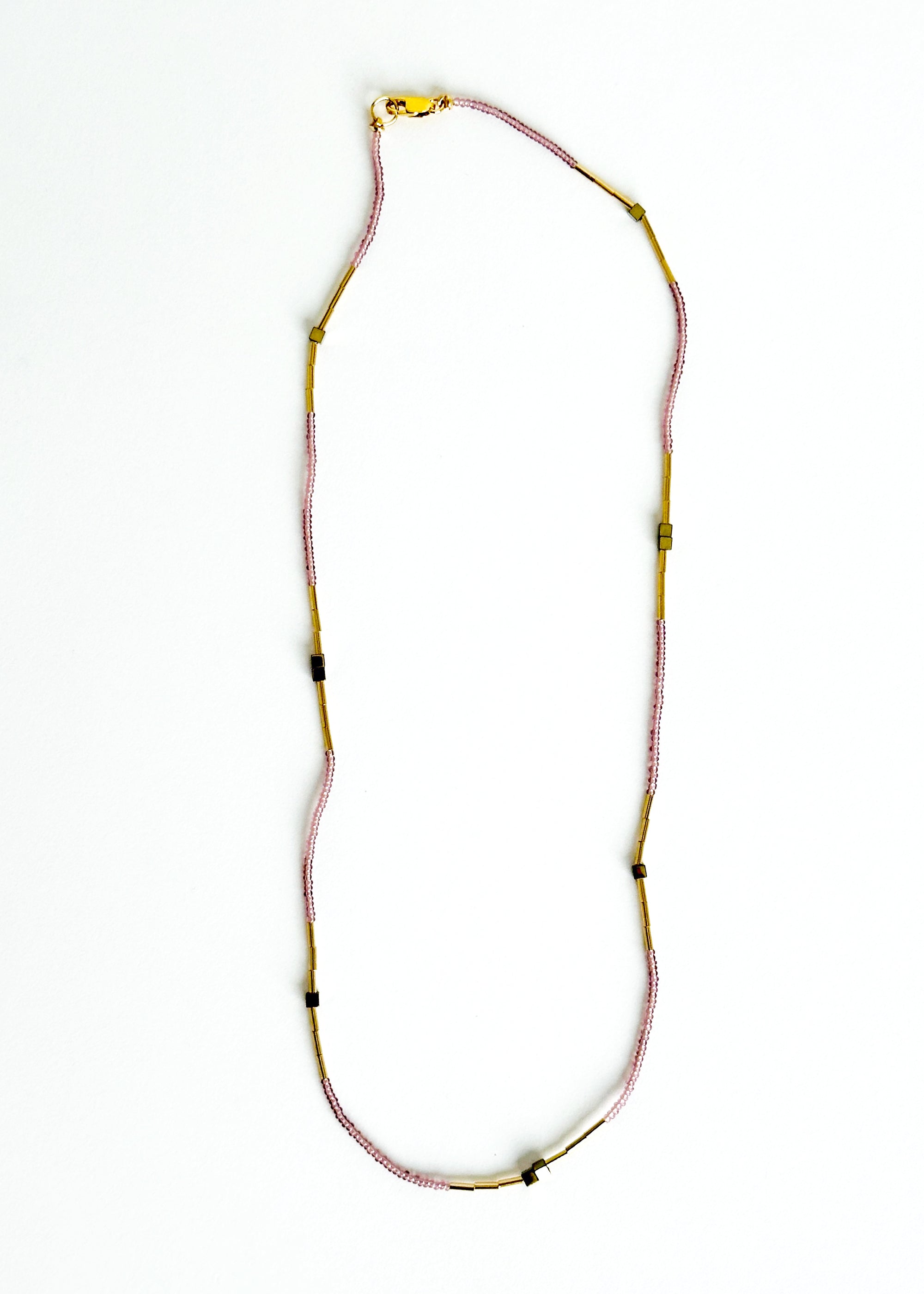 Pink glass &  Hematite Necklace