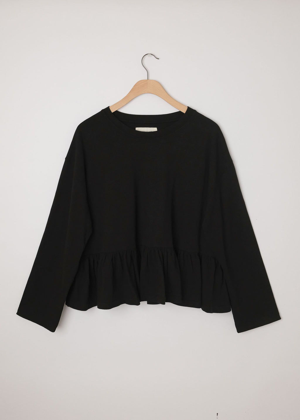 Long Sleeve Ruffle Tee True Black