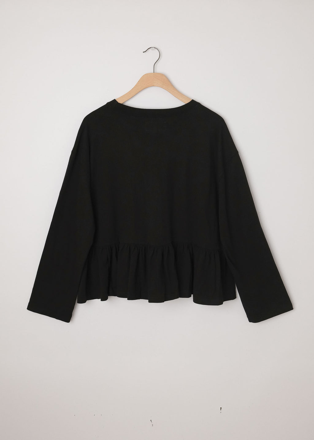 Long Sleeve Ruffle Tee True Black