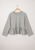 Long Sleeve Ruffle Tee Dove Grey