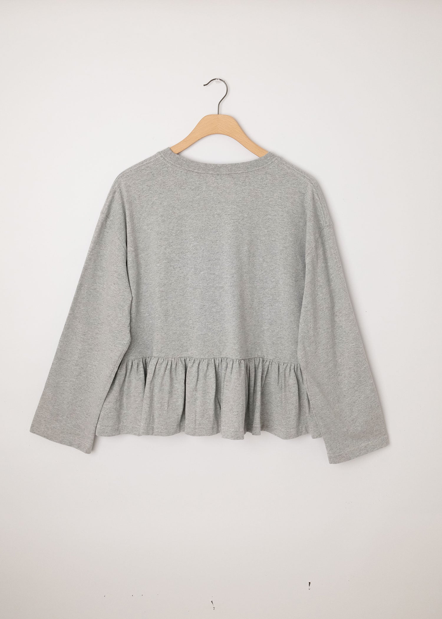 Long Sleeve Ruffle Tee Dove Grey