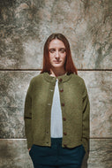 Sandra Funnel-Neck Cardigan - Olive Green