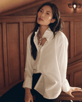 Ruffle Neck Shirt White