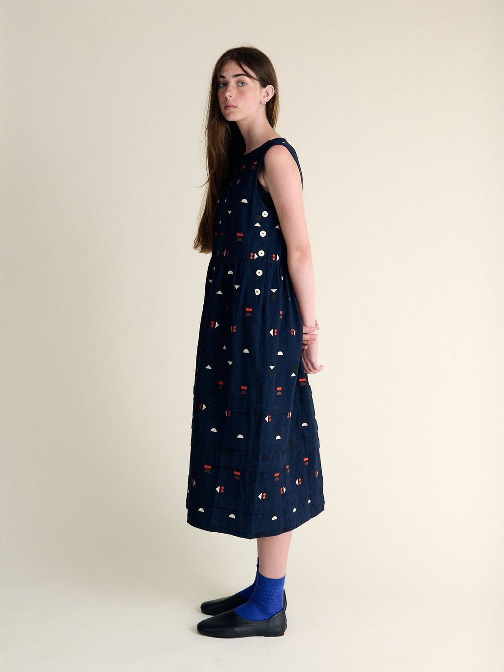 Tessa Dress Indigo Embroidered Cotton