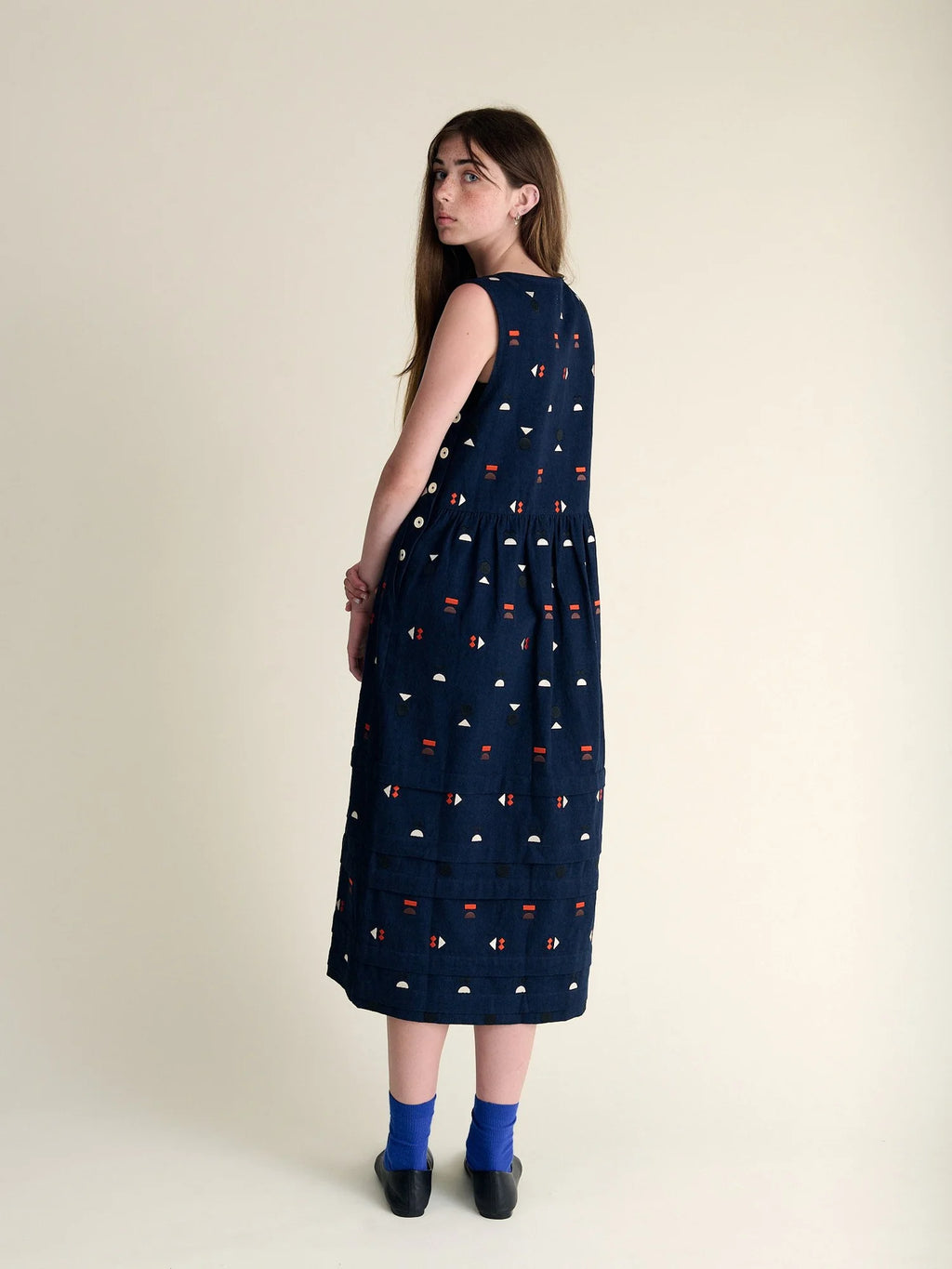 Tessa Dress Indigo Embroidered Cotton
