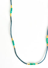 Load image into Gallery viewer, Grey Glass With Green Onyx Necklace
