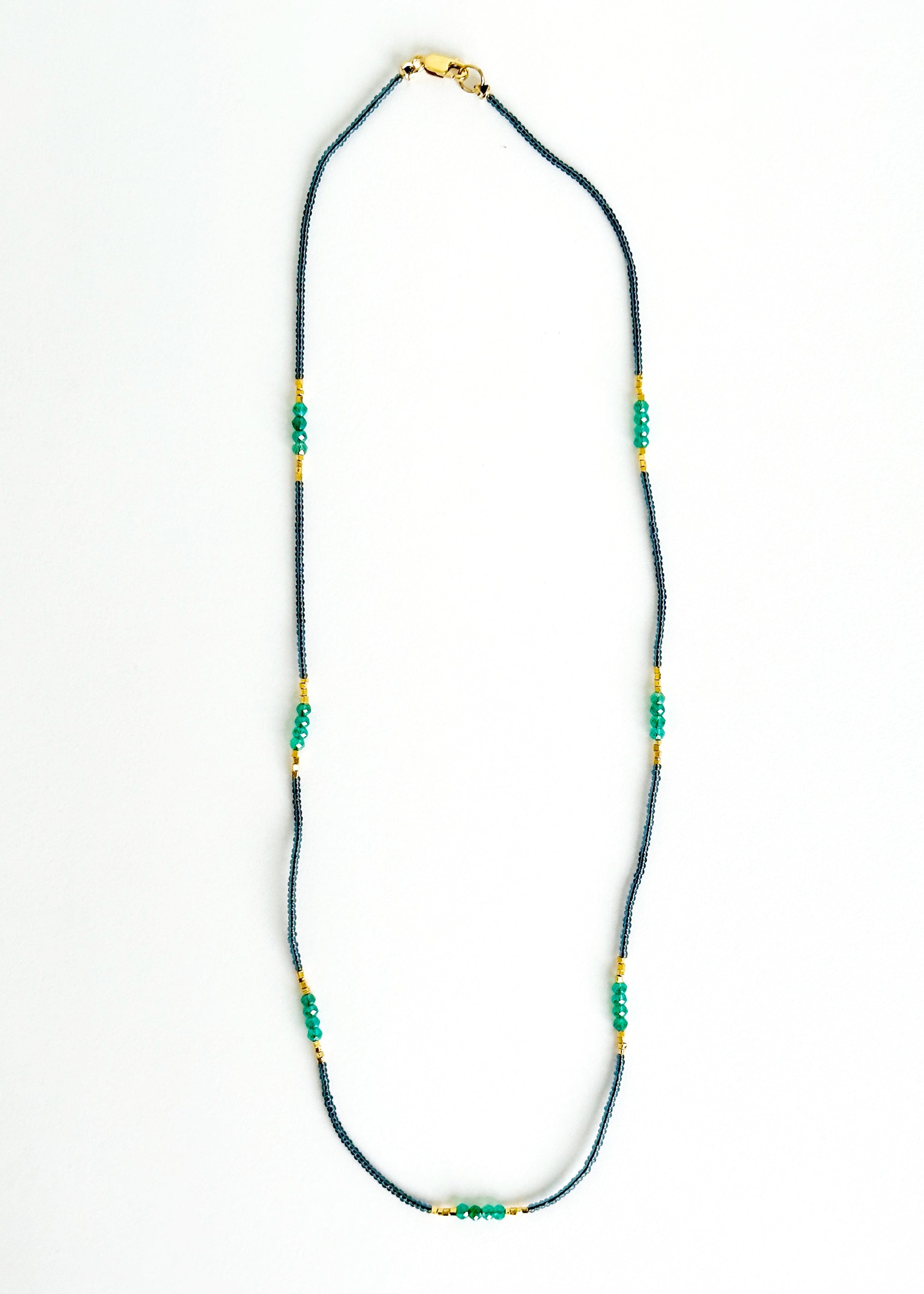 Grey Glass With Green Onyx Necklace