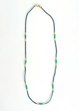 Load image into Gallery viewer, Grey Glass With Green Onyx Necklace
