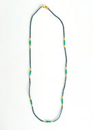 Grey Glass With Green Onyx Necklace