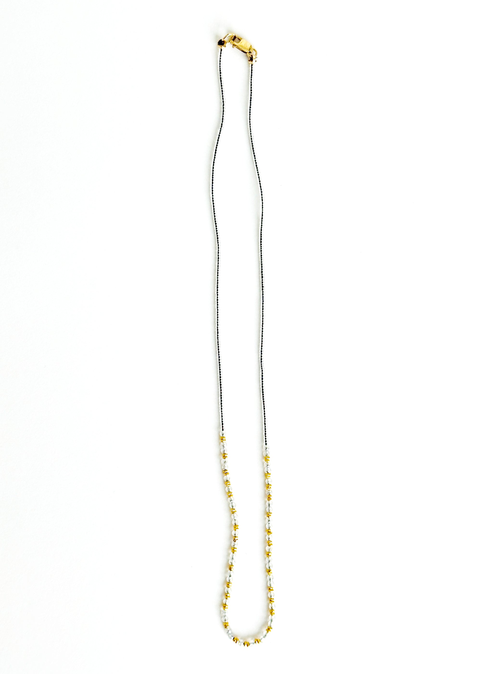 Clear Seed, Gold Vermeil and Clear Mystic Quartz Beads Necklace