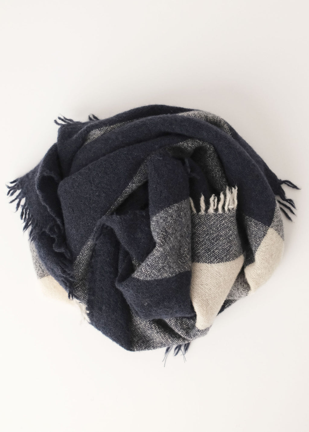 Small Cashmere Scarf Plaid Blue/White