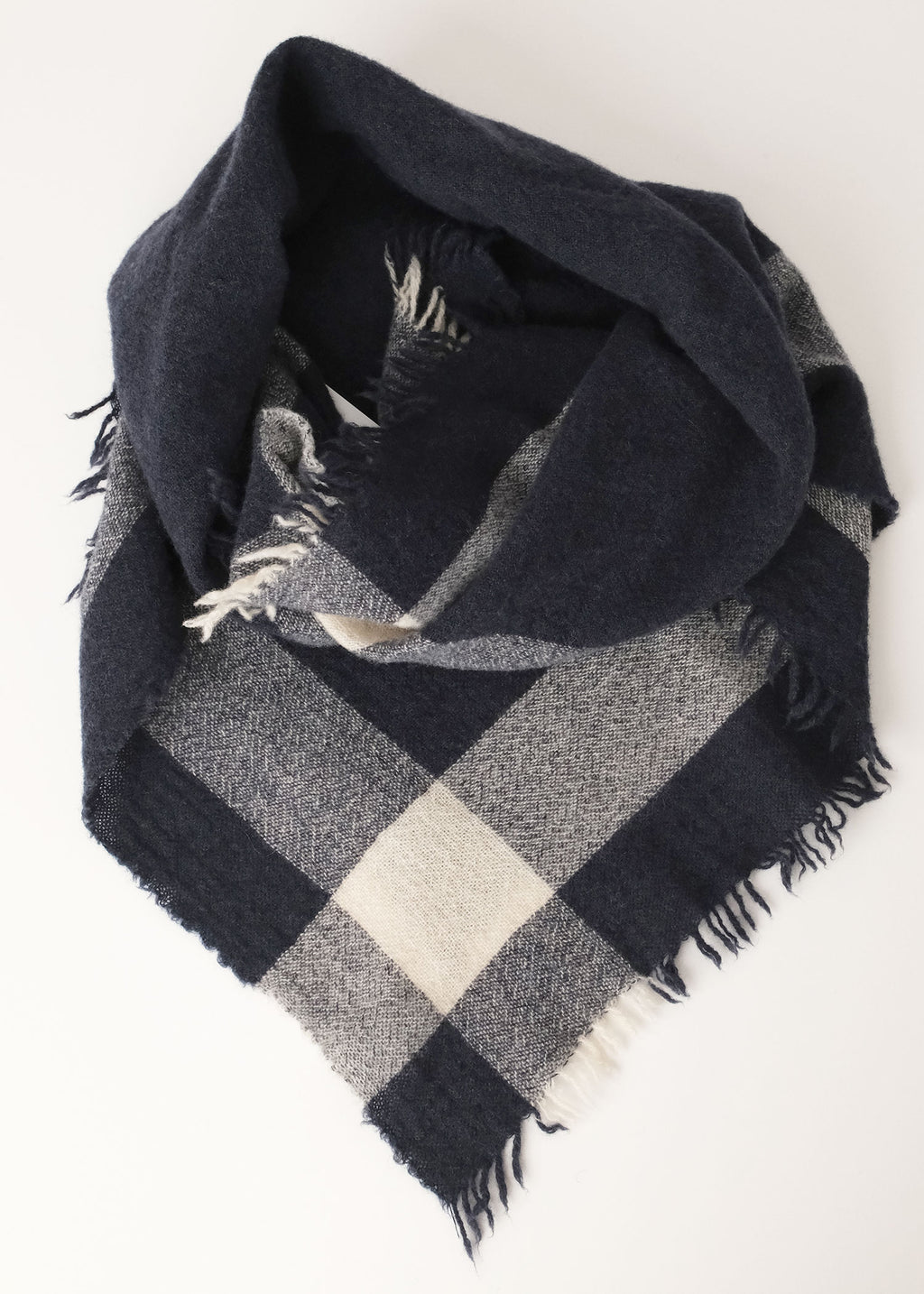 Small Cashmere Scarf Plaid Blue/White