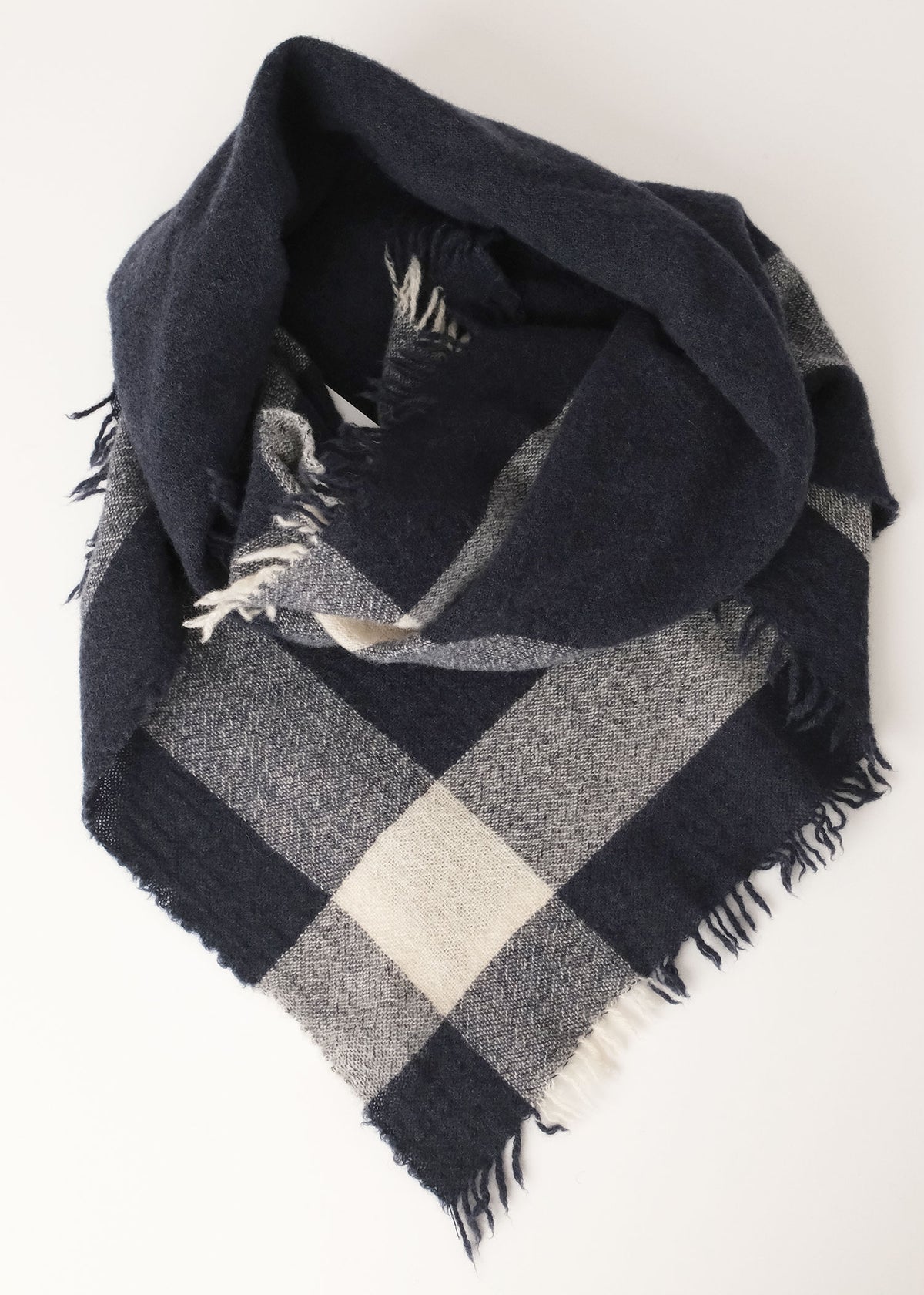 Small Cashmere Scarf Plaid Blue/White