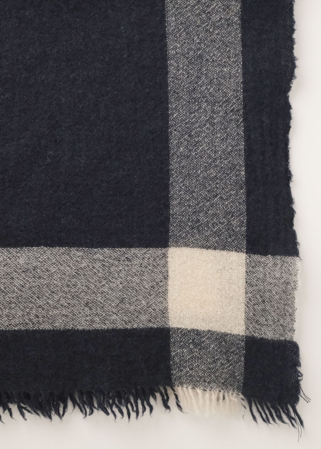 Small Cashmere Scarf Plaid Blue/White