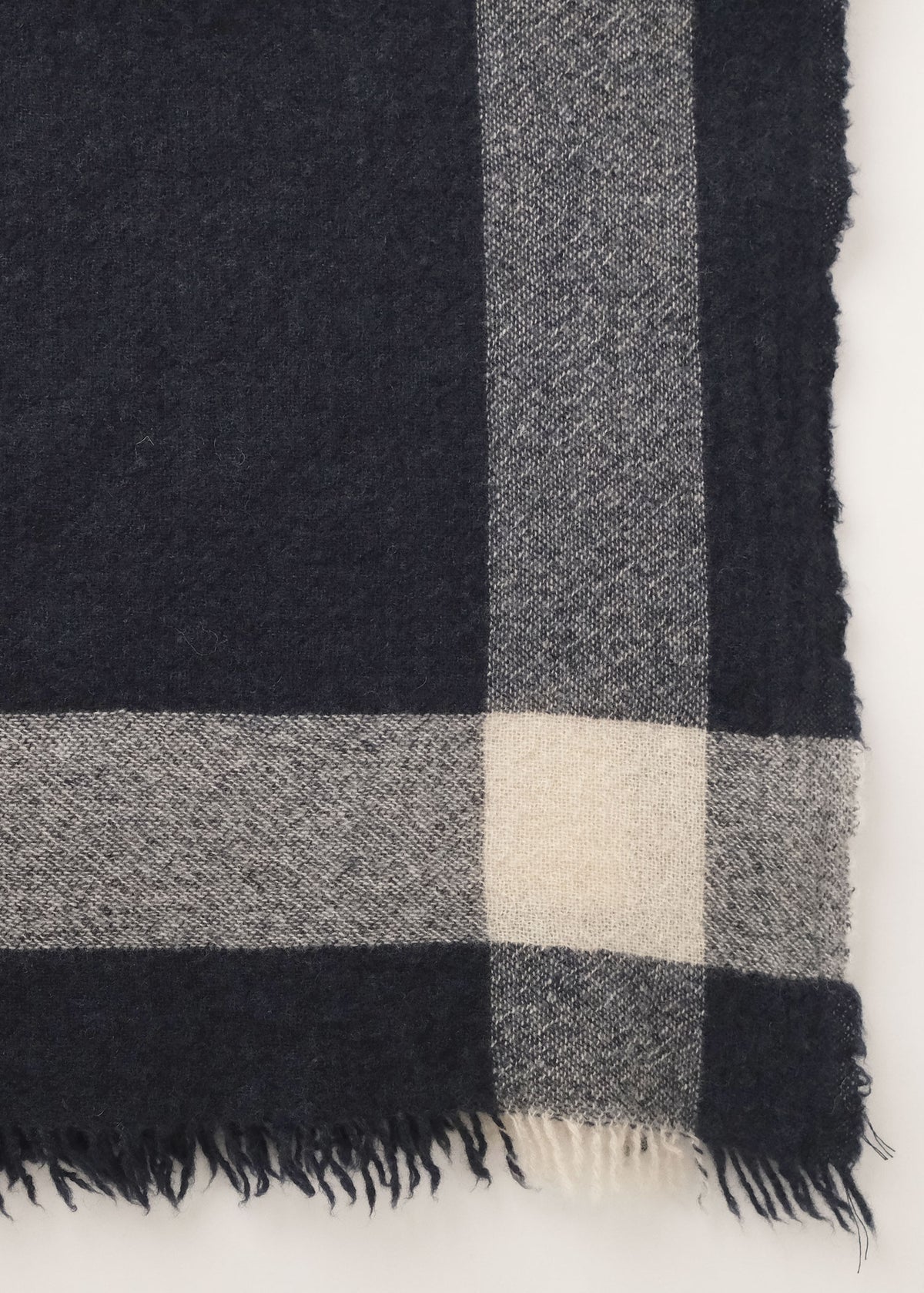 Small Cashmere Scarf Plaid Blue/White