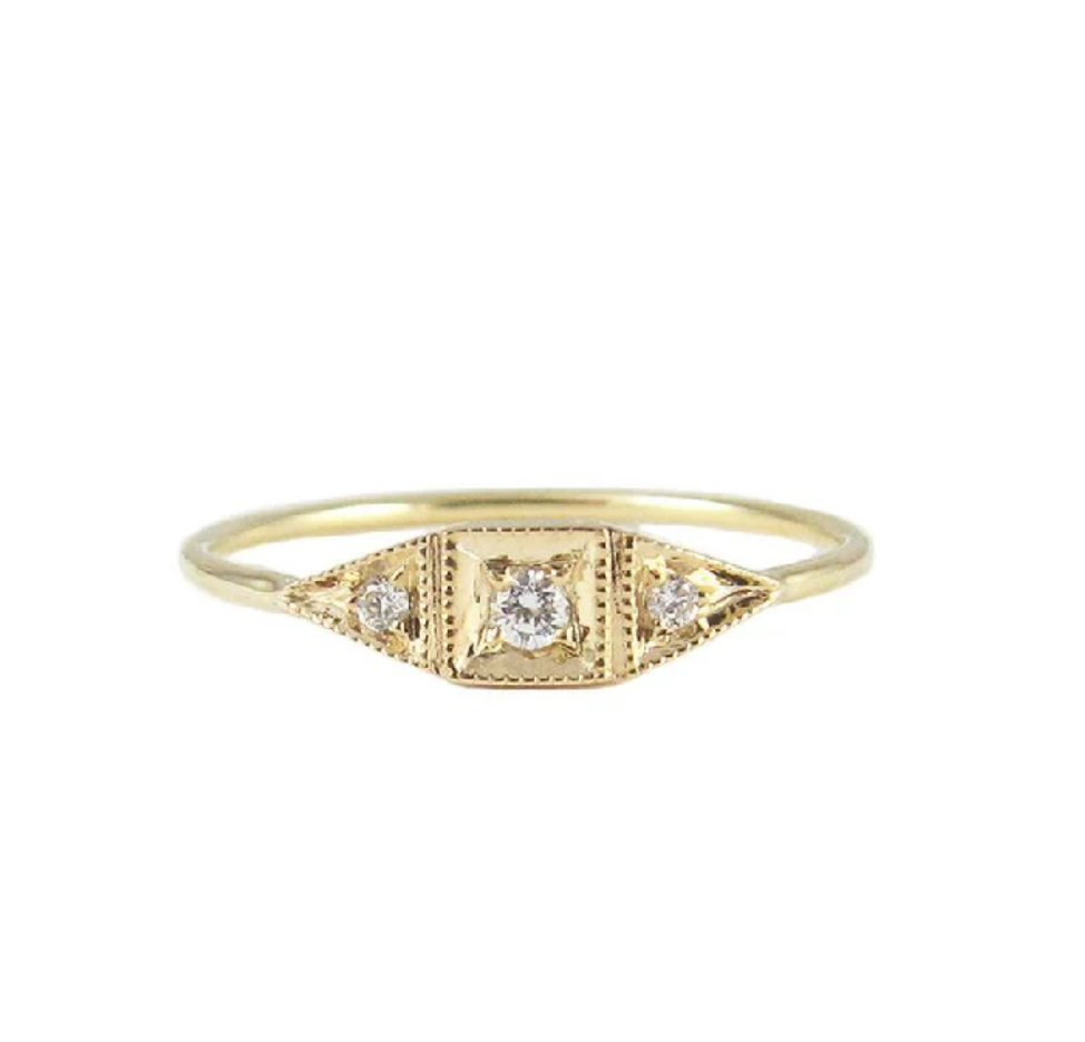 Mini Deco Point Diamond Ring, sz 6.5