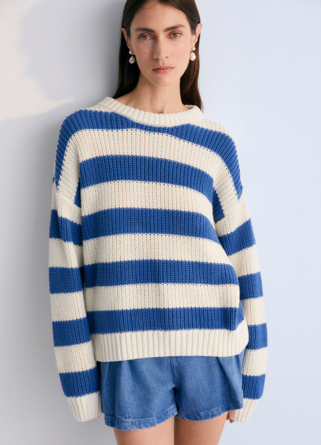 Leto Striped Pullover Cobalt