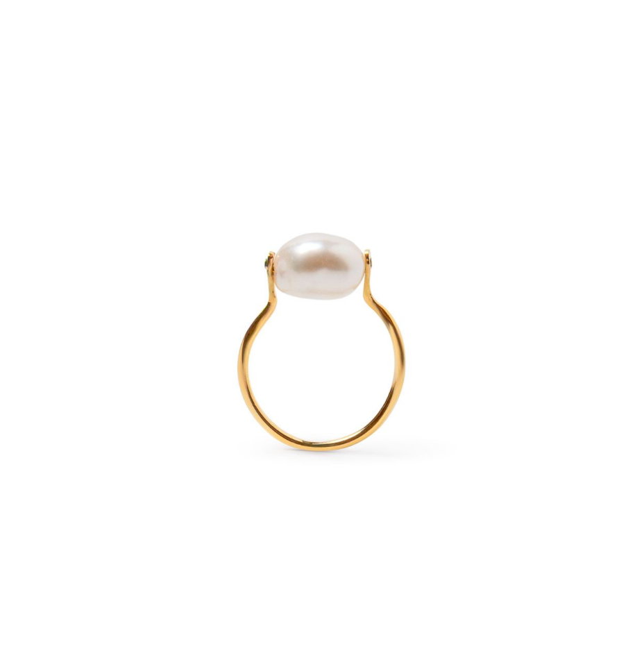Baroque Ball Ring Gold/Freshwater