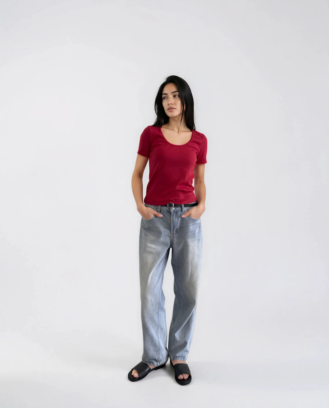 S/S Rib Tee Red