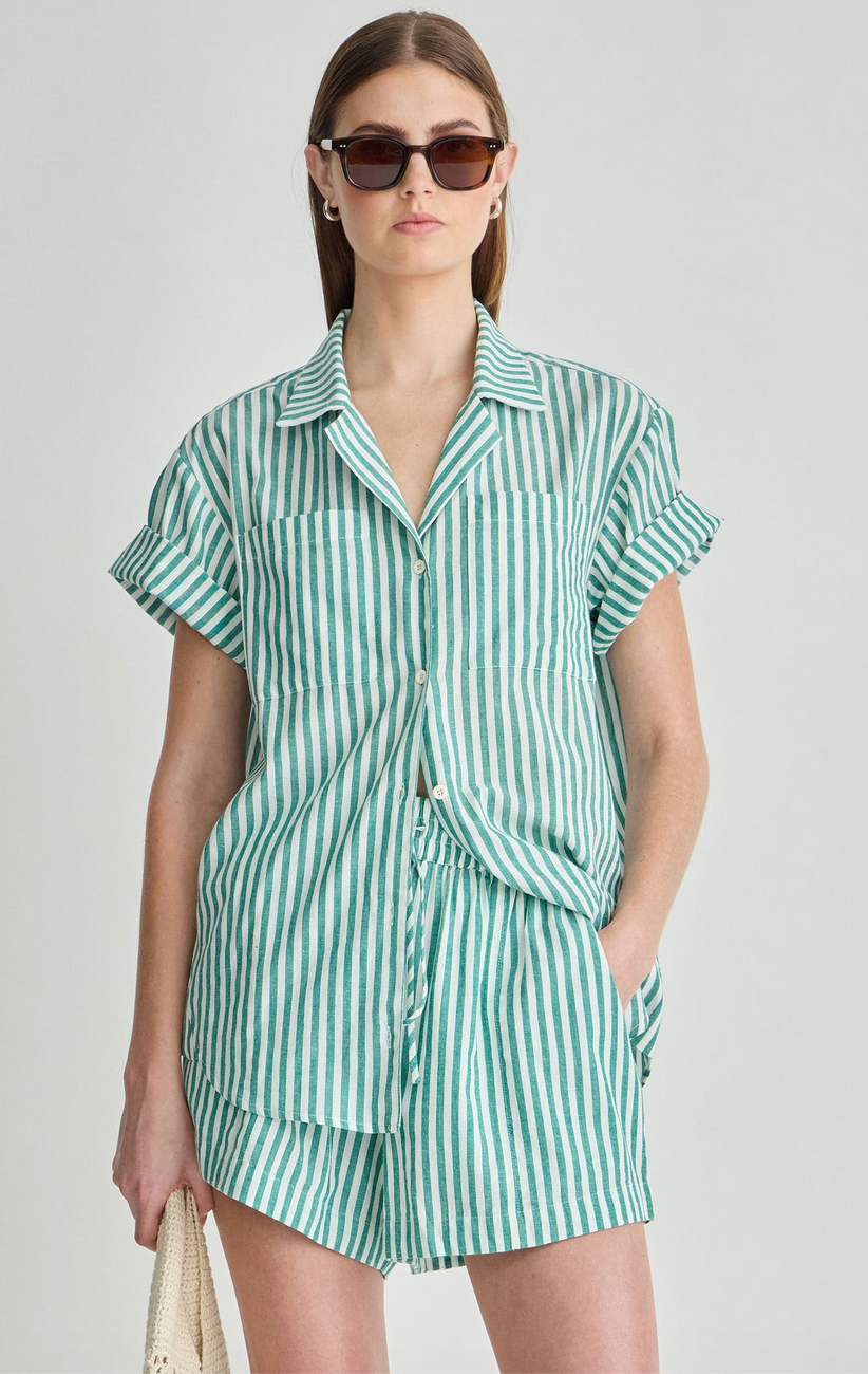 Valenti Button Up Stripe Green