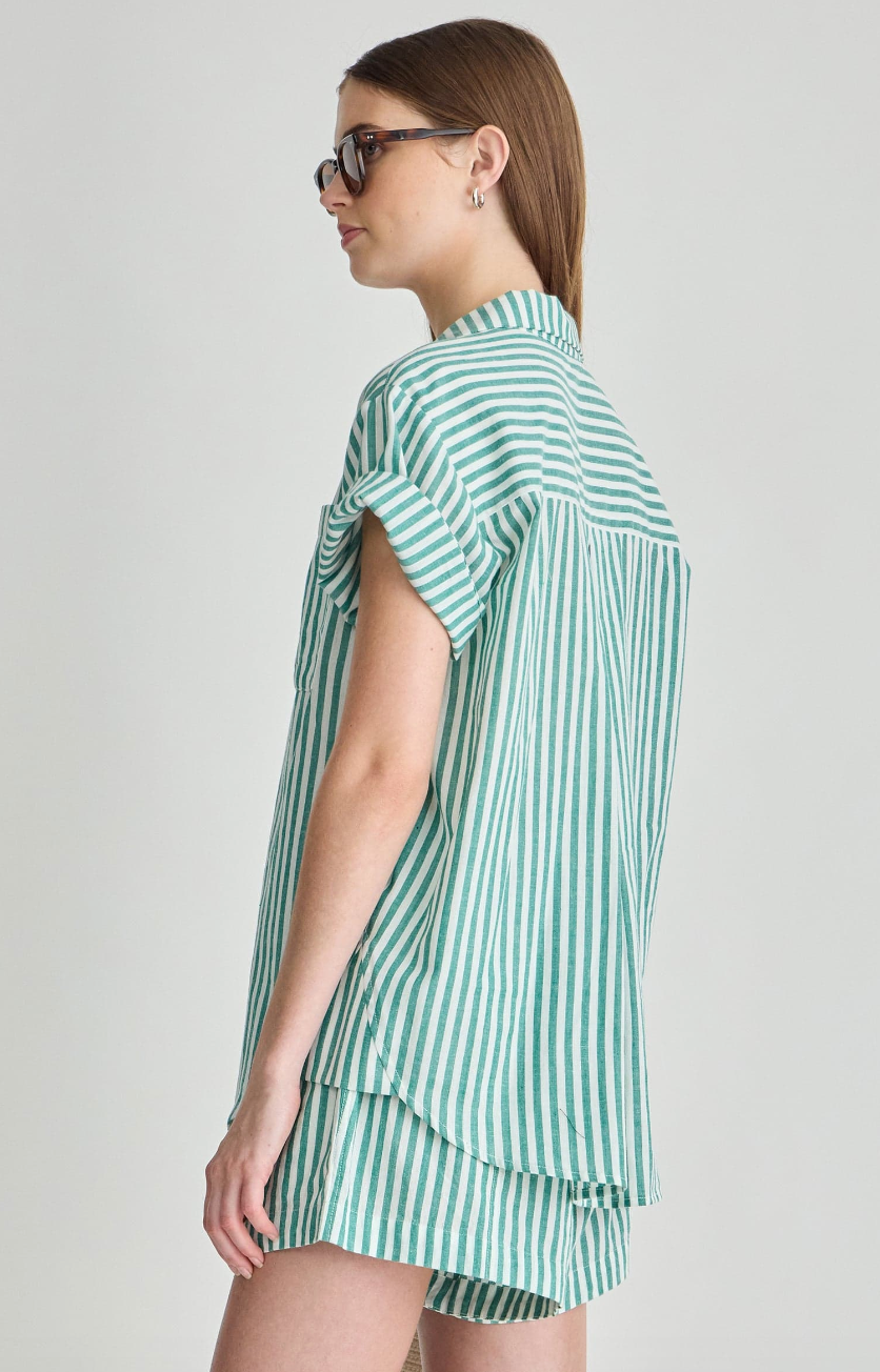 Valenti Button Up Stripe Green