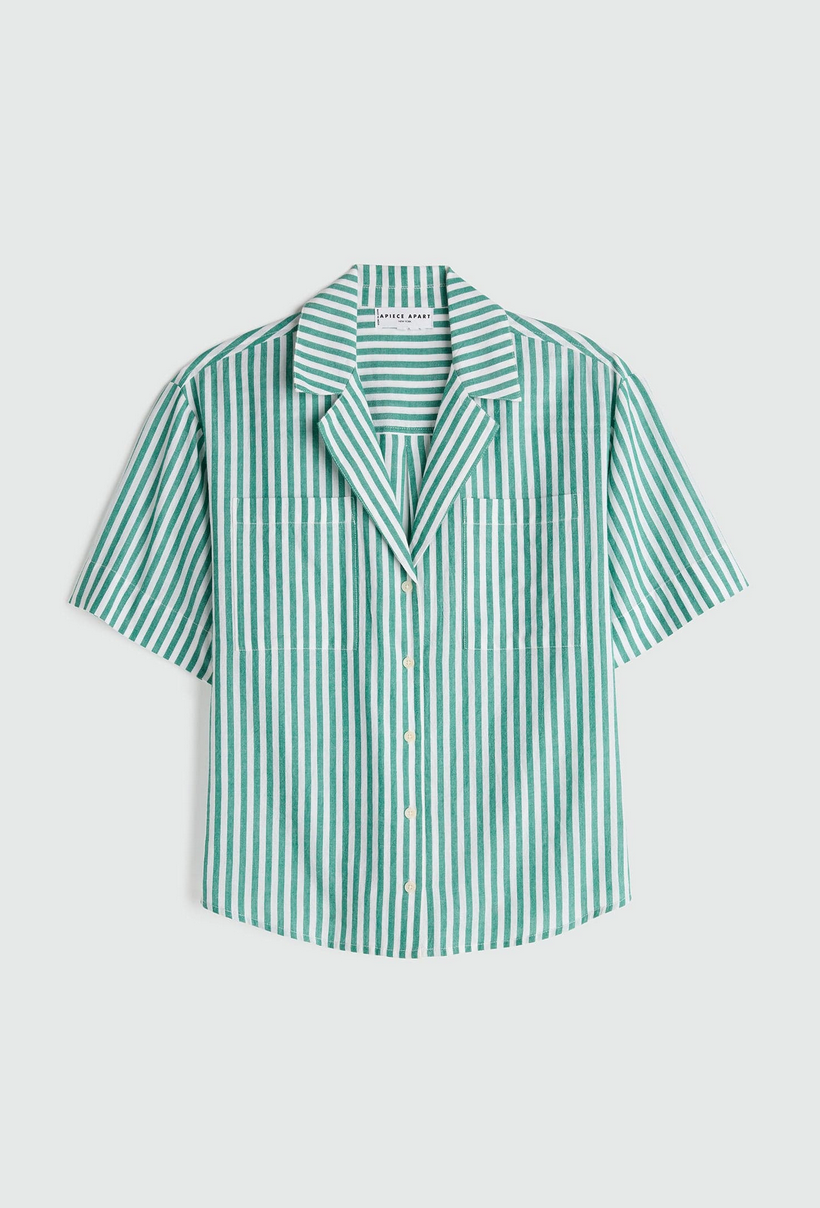 Valenti Button Up Stripe Green