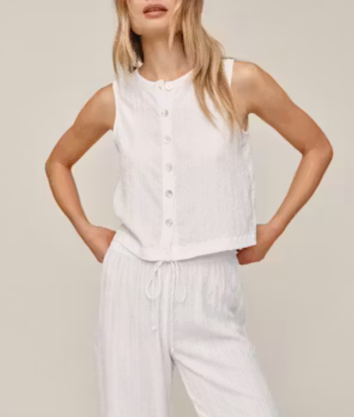 Button Front Top White