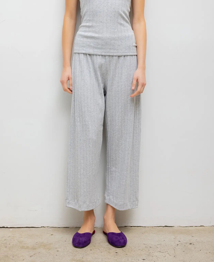 Pointelle Crop Pant Light Grey