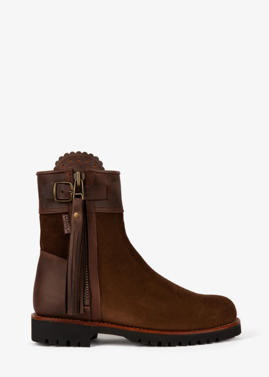 Inclement Cropped Tassel Boot Dark Brown