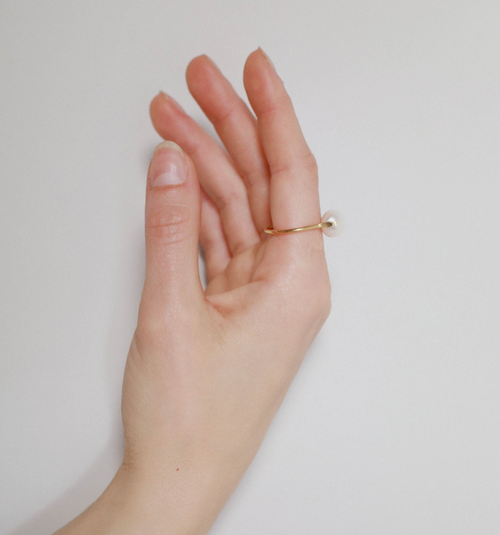 Baroque Ball Ring Gold/Freshwater
