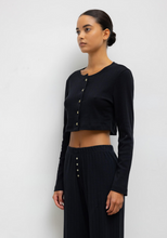 Load image into Gallery viewer, Pointelle Crop Cardigan - Black
