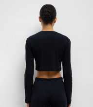 Load image into Gallery viewer, Pointelle Crop Cardigan - Black
