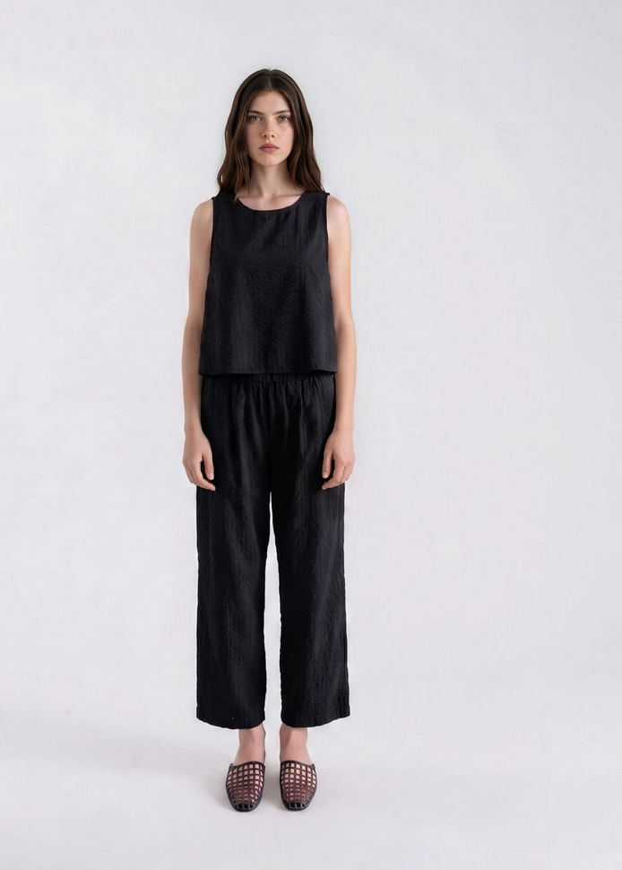 Seersucker Pants Black