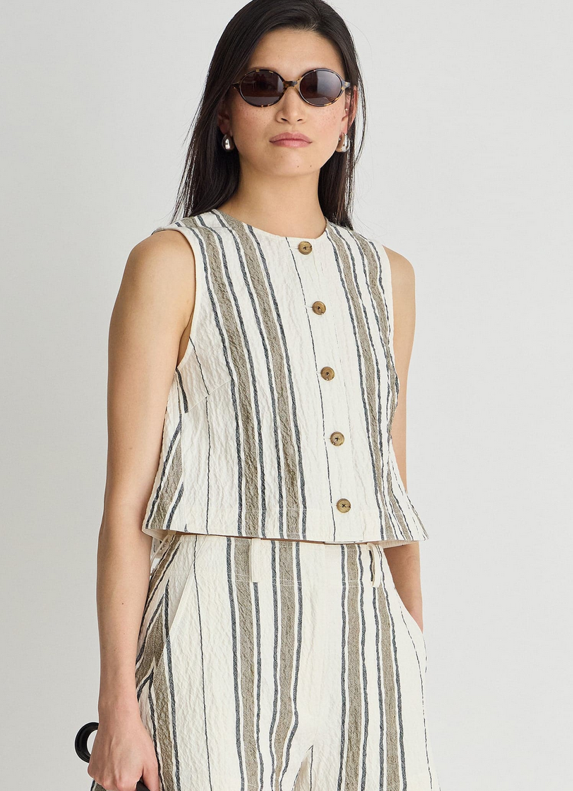 Stripe Godet Tank