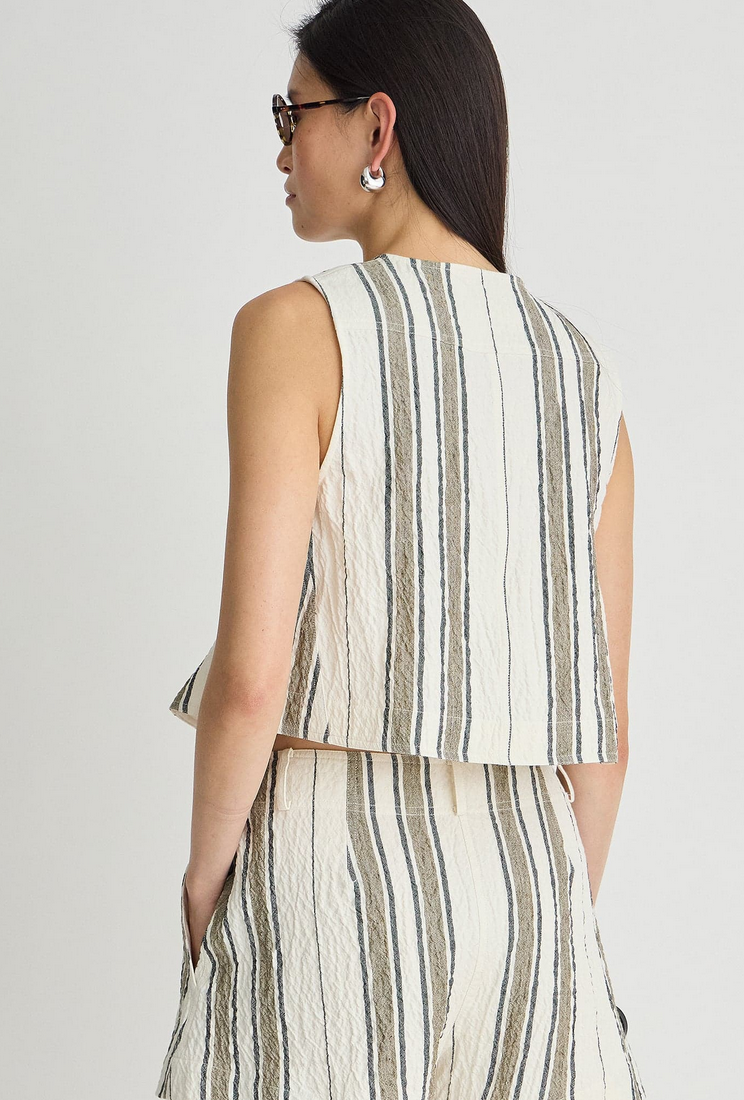 Stripe Godet Tank