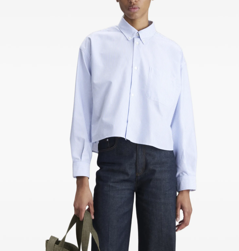 Sophia Oxford Stripe Cropped Shirt
