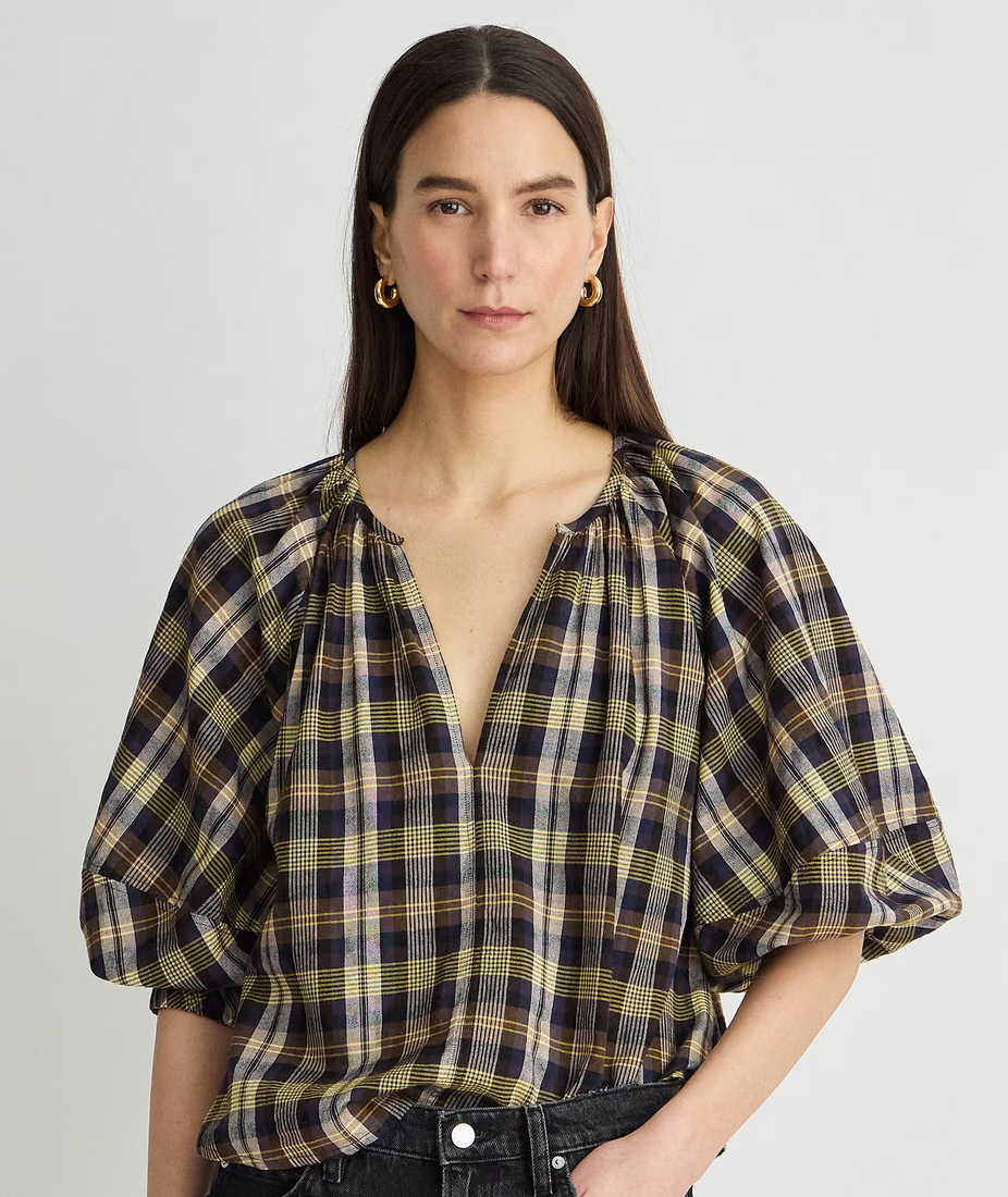Nele Top Basket Weave Plaid