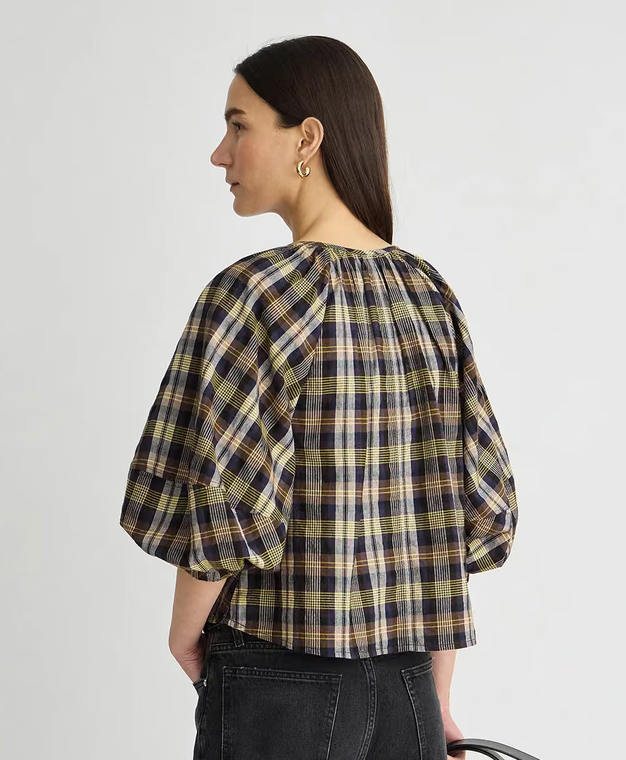 Nele Top Basket Weave Plaid