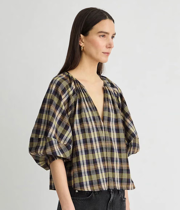 Nele Top Basket Weave Plaid