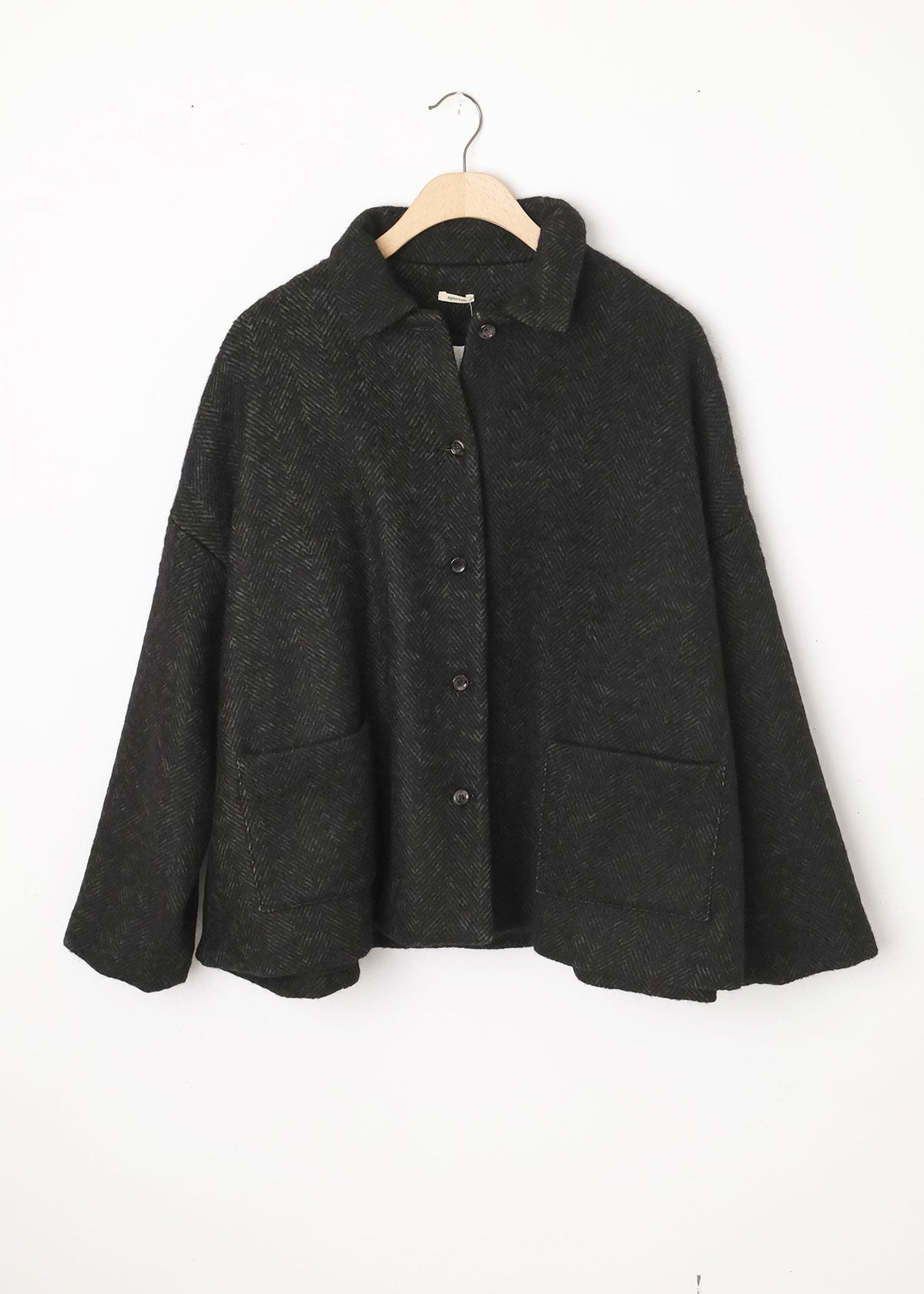 Herringbone Patch Pocket Coat Graphite