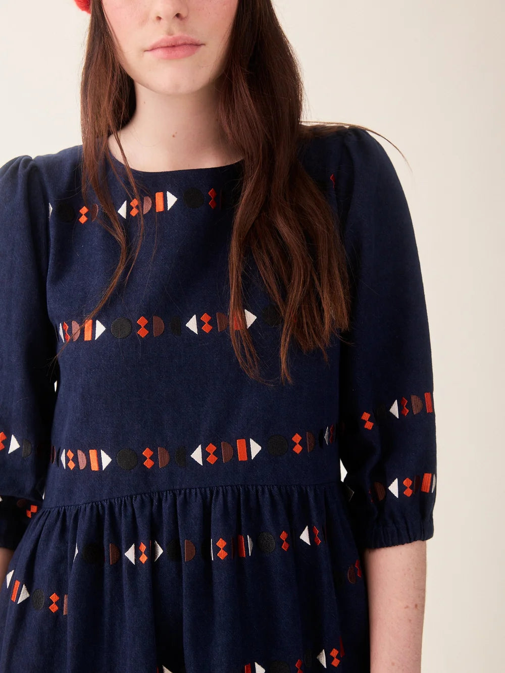 Tessa Dress Indigo Embroidered Cotton