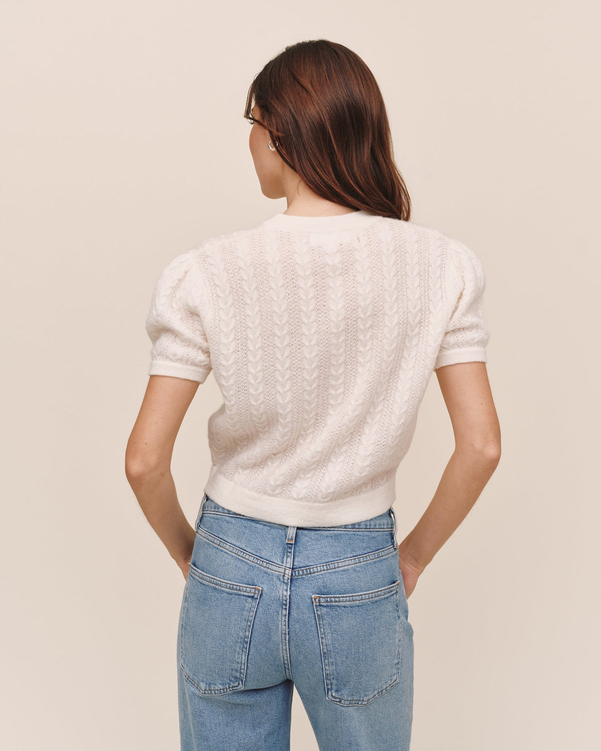 Short Sleeve Cardigan Ivory