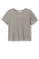 Harley Cotton Short Sleeve Boxy Crew Tee - Ivory/Black Stripe