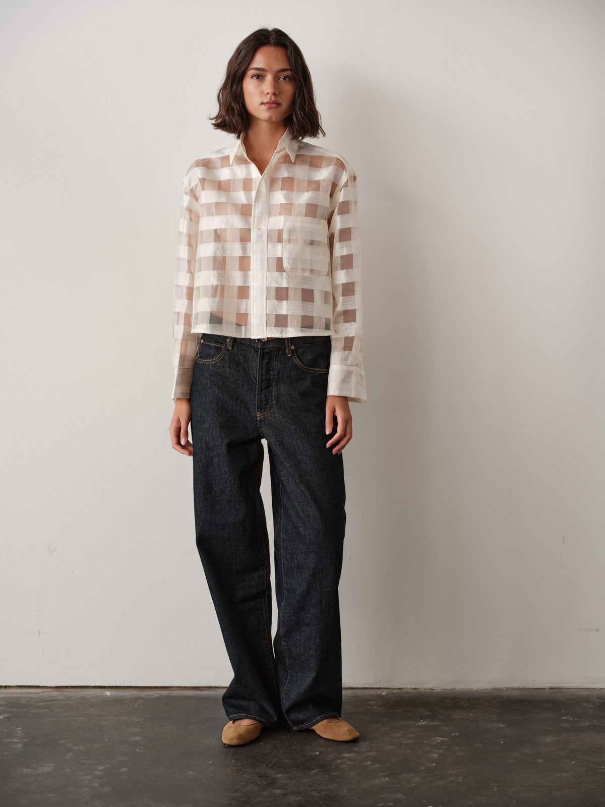 Shorty Shirt Champagne Grid